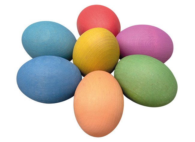 Open-ended - tickit Rainbow Wooden Eggs - eitjes - hout - gekleurd - set van 7 assorti