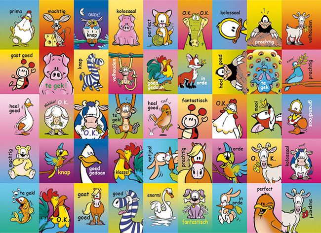 Stickers - vrolijke dieren - met teksten - 45 motieven - set van 900 assorti