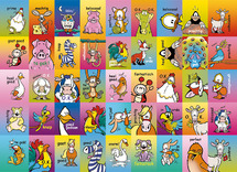 Stickers - vrolijke dieren - met teksten - 45 motieven - assortiment van 900