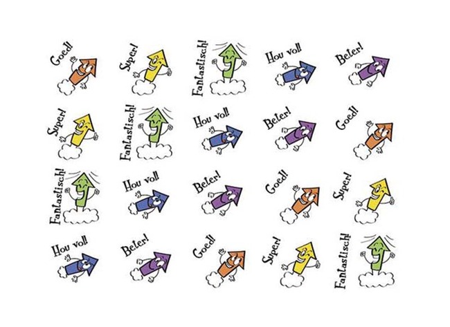 Stickers - motivatie met stijgertjes en vuurwerkpijlen - met teksten - 40 motieven - set van 800 assorti