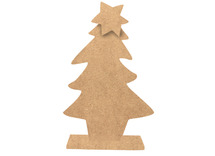 Figuren - hout - 3D - kerstboom met ster - per stuk