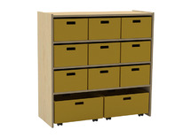KAST BASIC 1 M - MET 3 PLANKEN - 9 KISTEN EN 2 ROLKISTEN
