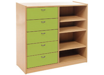 KAST BASIC 1 M - MET 3 PLANKEN EN 5 LADEN LINKS