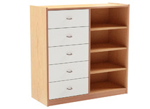 KAST BASIC 1 M - MET 3 PLANKEN EN 5 LADEN LINKS