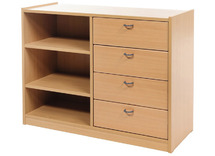 KAST BASIC - MET 2 PLANKEN EN 4 LADEN RECHTS