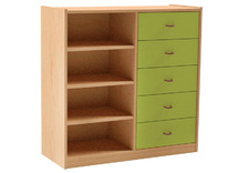 KAST BASIC 1 M - MET 3 PLANKEN EN 5 LADEN RECHTS