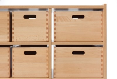 Kast - Basic - Ruimtedelingskast Met 15 Kisten - Zonder Rug - beuk - kist rood - per stuk