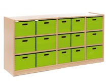 KAST BASIC - RUIMTEDELINGSKAST MET 15 KISTEN - ZONDER RUG