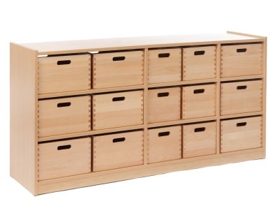 KAST BASIC 1 M - RUIMTEDELINGSKAST MET 15 KISTEN - ZONDER RUG