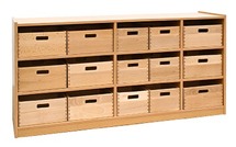 Kast - Basic - Ruimtedelingskast Met 15 Kisten - Met Rug - wit - kist rood - per stuk