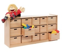 KAST BASIC 1 M - RUIMTEDELINGSKAST - 9 PLANKEN - MET 20 KISTEN - MET RUG