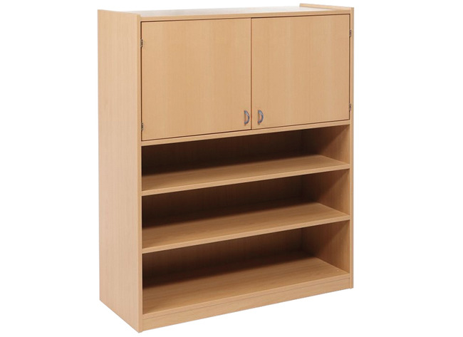 Kast - Basic - Met 4 Planken En 2 Deuren Bovenaan - beuk - deur beuk - per stuk