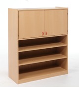 Kast - Basic - Met 4 Planken En 2 Deuren Bovenaan - wit - deur rood - per stuk