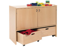 KAST BASIC 1 M - MET 2 DEUREN - 2 PLANKEN - EN 2 ROLKISTEN