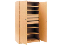 KAST BASIC - HOGE KAST MET 5 PLANKEN - 2 DEUREN EN 3 LADEN - MET SLOT