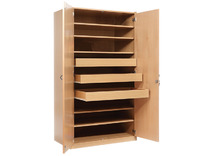 KAST BASIC - HOGE KAST MET 5 PLANKEN - 2 DEUREN EN 3 LADEN - MET SLOT