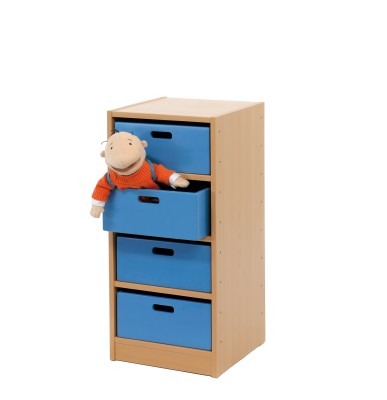 AANBOUW PLUS - SOKKELKAST MET 3 PLANKEN EN 4 KISTEN - GEKLEURD