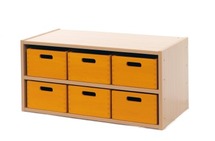 AANBOUW PLUS - HANGKAST MET 1 PLANK EN 6 KISTEN - GEKLEURD