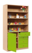 KAST BASIC - HOGE KAST MET PLANKEN - 1 DEUR EN 4 LADEN
