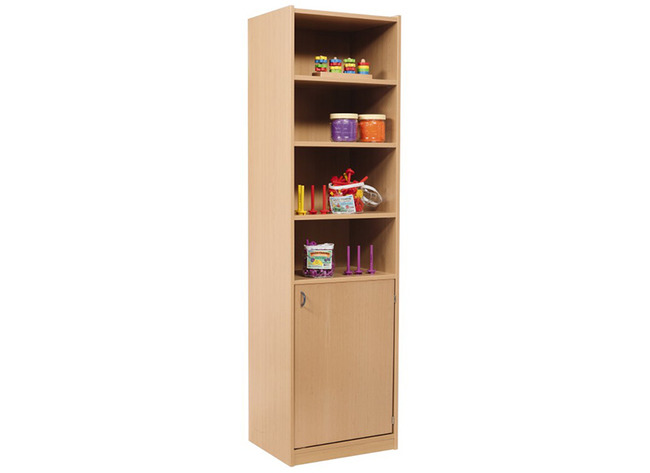 Kast - Basic - Hoge Kast Met 3 Planken En 1 Deur - beuk - deur beuk - per stuk