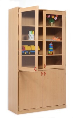 ARMOIRE BASIC, HAUTE, 2 PORTES À FENÊTRE PLEXI ET 2 PLEINES