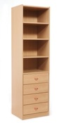KAST BASIC - HOGE KAST MET 3 PLANKEN EN 4 LADEN