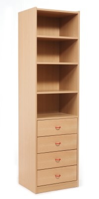 KAST BASIC - HOGE KAST MET 3 PLANKEN EN 4 LADEN