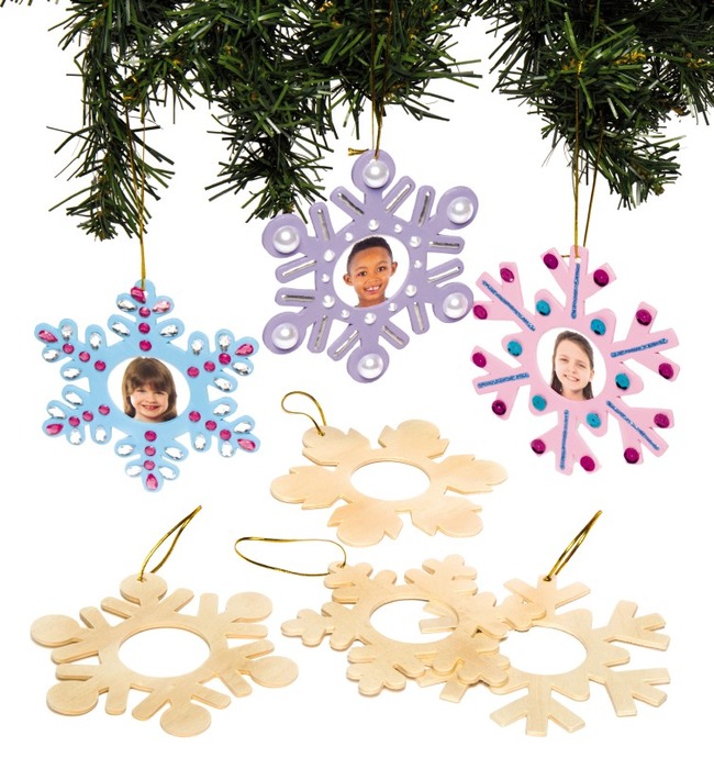 HOUT - FOTOKADER - SNEEUWVLOK - SET VAN 8
