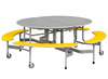 Tafel - vouwtafel - SICO - ovaal - 12 personen - 215 x 195 cm - vaste bank - per stuk