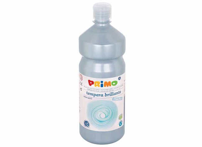 Verf - plakkaatverf - Primo Tempera Brillante - zilver - fles van 1 l