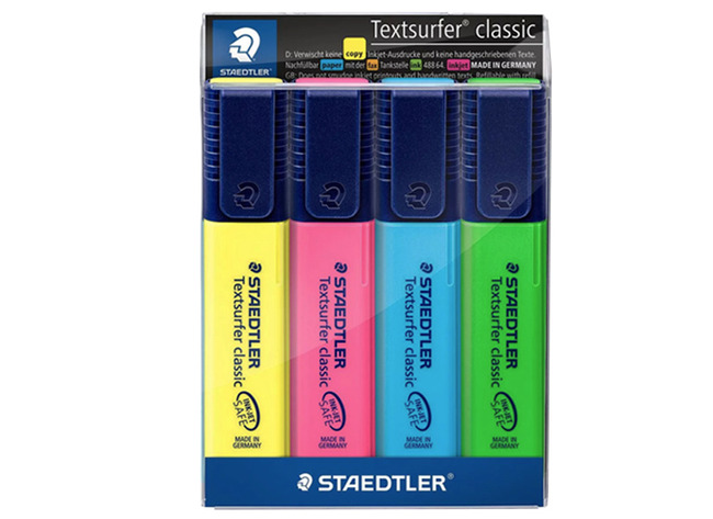 Stiften - markeerstiften - Staedtler Textsurfer Classic - set van 4 assorti
