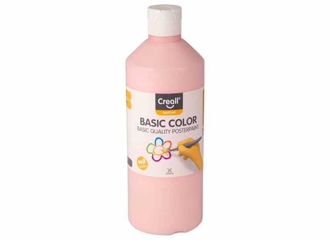 Verf - plakkaatverf - Creall Basic Color - pastelrood - fles van 500 ml