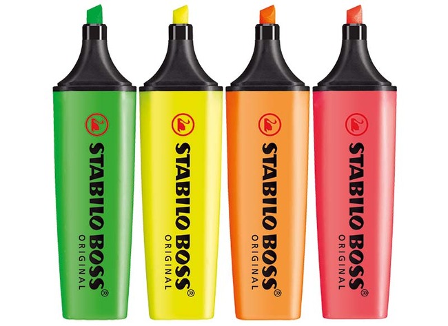 Stiften - markeerstiften - Stabilo Boss Original - set van 4 assorti