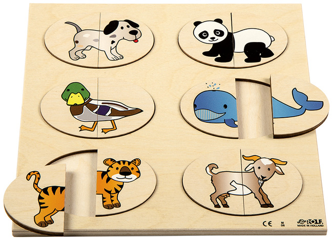 Puzzel - deeltjespuzzel - Rolf - dieren - hout - per stuk