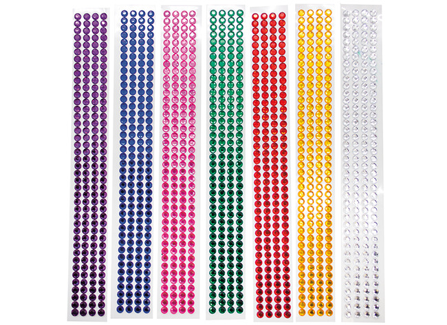 PIERRES DE STRASS AUTOCOLLANTES - RONDES - 8 MM - SET/1176