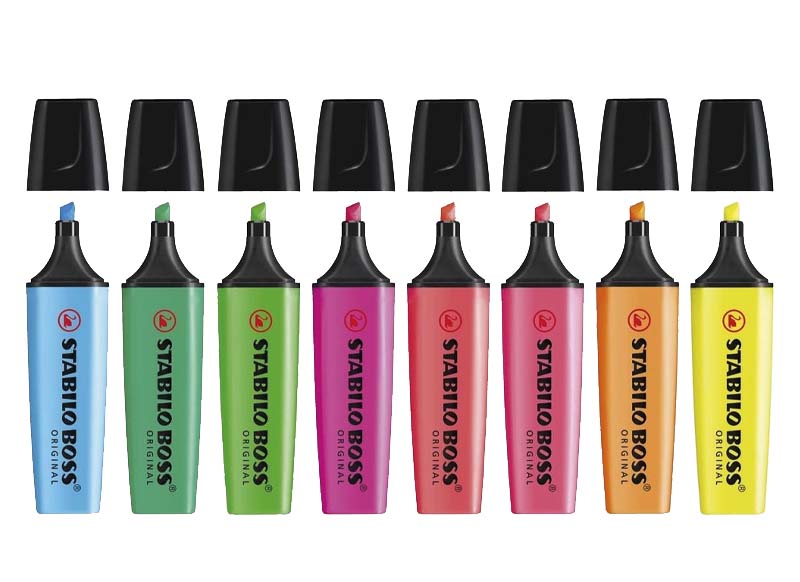 Markeerstiften - fluostiften - Stabilo Boss Original - set van 8 assorti