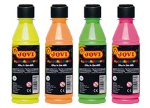 Verf - jovi - glow in the dark - 250 ml - assortiment van 4