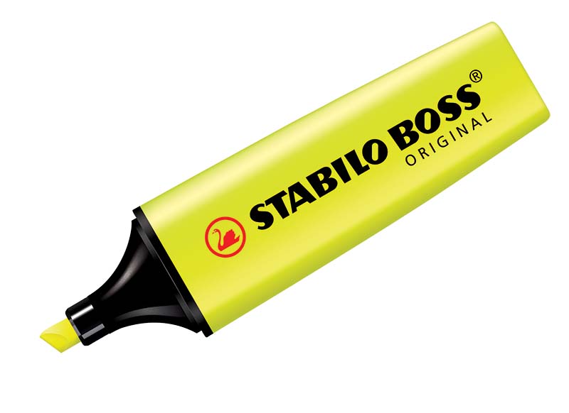 twee haak dramatisch Markeerstiften - fluostiften - Stabilo Boss Original - geel - per stuk -  Baert