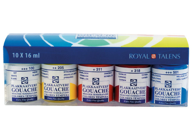 Verf - plakkaatverf - Talens - extra fijn - verschillende kleuren - set van 10 assorti