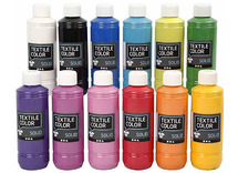 Verf - textielverf - 12 x 250 ml - set van 12 assorti