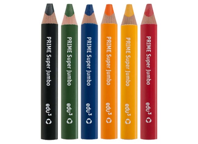 Potloden - kleurpotloden - Edu³ PRIME Super Jumbo - driehoekig - dik - etui - set van 6 assorti