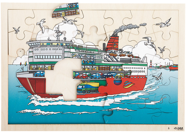 Lagenpuzzel - Rolf - 2-lagen - boot - 60 stukjes - hout - per stuk