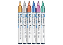 Stiften - verfstiften - acrylmarker - schneider - 0,2 cm - metallic - set van 6 assorti