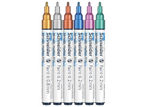 Stift - verfstift - acrylmarker - schneider 2 mm - metallic - assortiment van 6