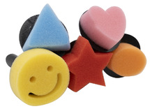 Stempels - vormen - ovaal, driehoek, smiley, hart, ster - foam - set van 5