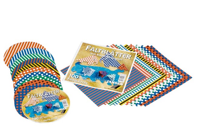 Knutselpapier - vouwbladen - punten en strepen - rond - patronen - 15 cm diameter - set van 100 assorti