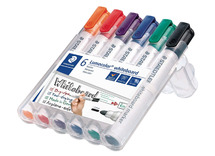 Stiften - whiteboard - Staedtler - ronde punt - basiskleuren - set van 6 assorti