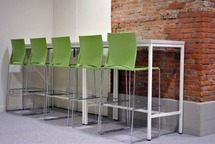 Tafel - Toogtafel - Metalen Onderstel - 140 cm x 80 cm x 90 cm - onderstel ral 5007 (zacht blauw) - blad beuk - per stuk