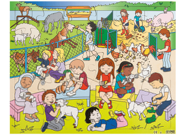 Themapuzzel - Rolf - kinderboerderij - 30 stukjes - hout - per stuk