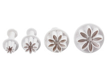 Uitsteekvormen - bloemen - kunststof - boetseren - set van 4 assorti